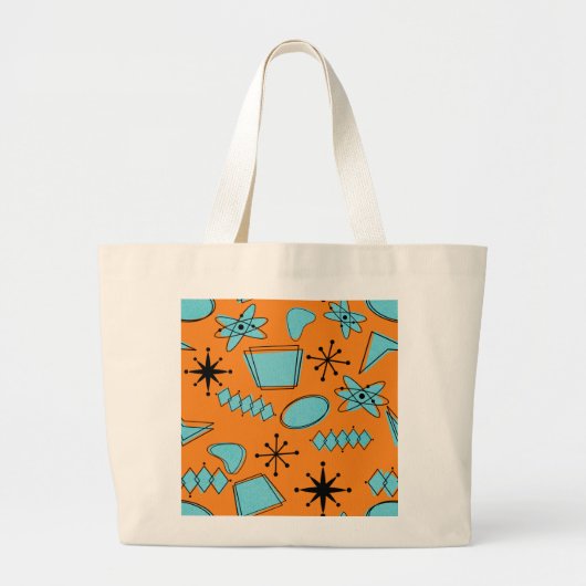 MCM Atomic Shapes Turquoise op Sinaasappel Grote Tote Bag (Voorkant)