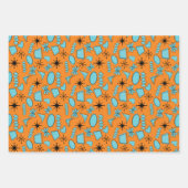 MCM Atomic Shapes Turquoise op Sinaasappel Inpakpapier Vel (Voorkant)