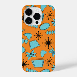 MCM Atomic Shapes Turquoise op Sinaasappel iPhone 14 Plus Hoesje