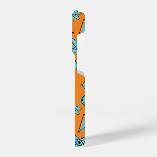 MCM Atomic Shapes Turquoise op Sinaasappel iPhone Hoesje (Linkerkant)