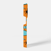 MCM Atomic Shapes Turquoise op Sinaasappel iPhone Hoesje (Rechterkant)