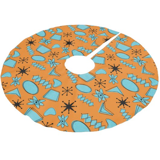 MCM Atomic Shapes Turquoise op Sinaasappel Kerstboom Rok (Gekanteld)