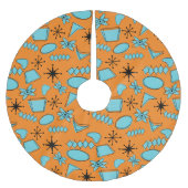 MCM Atomic Shapes Turquoise op Sinaasappel Kerstboom Rok (Voorkant)