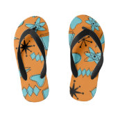 MCM Atomic Shapes Turquoise op Sinaasappel Kinder Teenslippers (Voetbed)