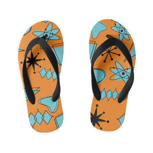 MCM Atomic Shapes Turquoise op Sinaasappel Kinder Teenslippers