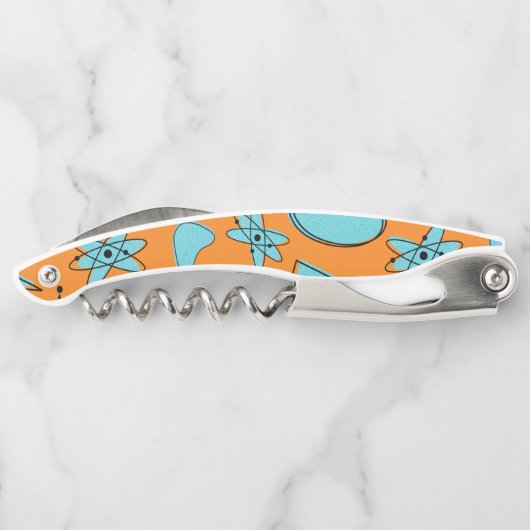 MCM Atomic Shapes Turquoise op Sinaasappel Kurkentrekker (Achterkant)