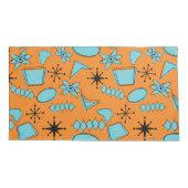 MCM Atomic Shapes Turquoise op Sinaasappel Kussensloop (Achterkant)