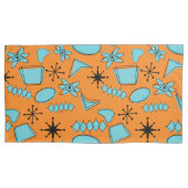 MCM Atomic Shapes Turquoise op Sinaasappel Kussensloop (Voorkant)