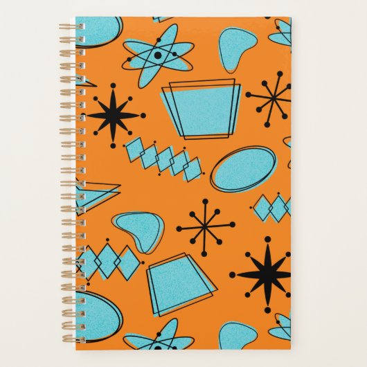 MCM Atomic Shapes Turquoise op Sinaasappel Planner (Voorkant)