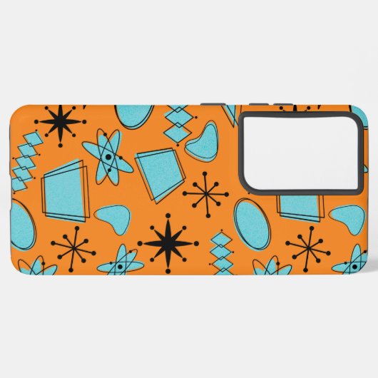 MCM Atomic Shapes Turquoise op Sinaasappel Samsung Galaxy Hoesje (Linkerkant)