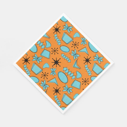 MCM Atomic Shapes Turquoise op Sinaasappel Servet (Hoek)