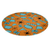 MCM Atomic Shapes Turquoise op Sinaasappel Snijplank (Hoek)