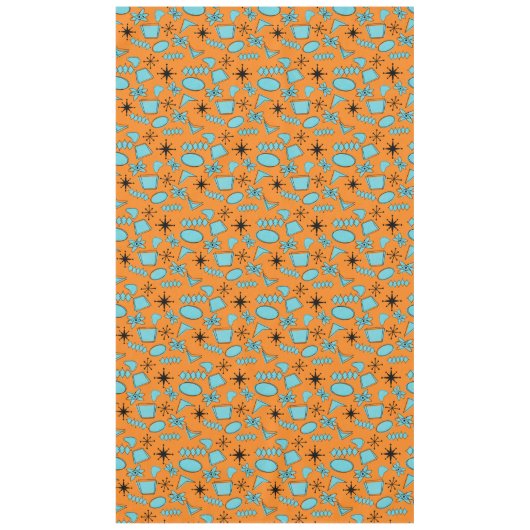 MCM Atomic Shapes Turquoise op Sinaasappel Tafelkleed (Voorkant)