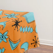 MCM Atomic Shapes Turquoise op Sinaasappel Tafelkleed (Voorbeeld)