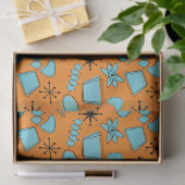 MCM Atomic Shapes Turquoise op Sinaasappel Tissuepapier (Geschenk)
