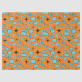 MCM Atomic Shapes Turquoise op Sinaasappel Tissuepapier (Voorkant)