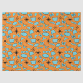 MCM Atomic Shapes Turquoise op Sinaasappel Tissuepapier