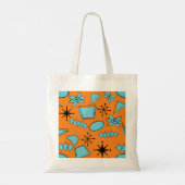 MCM Atomic Shapes Turquoise op Sinaasappel Tote Bag (Achterkant)