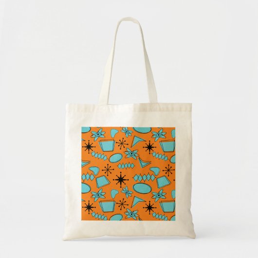 MCM Atomic Shapes Turquoise op Sinaasappel Tote Bag (Voorkant)