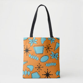 MCM Atomic Shapes Turquoise op Sinaasappel Tote Bag