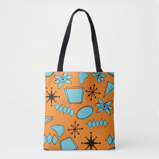 MCM Atomic Shapes Turquoise op Sinaasappel Tote Bag (Voorkant)