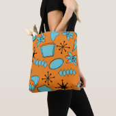 MCM Atomic Shapes Turquoise op Sinaasappel Tote Bag (Dichtbij)