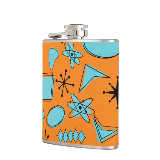 MCM Atomic Turquoise op Oranje vinyl verpakte kolf Heupfles (Links)