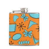 MCM Atomic Turquoise op Oranje vinyl verpakte kolf Heupfles (Voorkant)