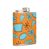 MCM Atomic Turquoise op Oranje vinyl verpakte kolf Heupfles (Rechts)