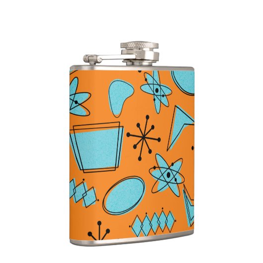 MCM Atomic Turquoise op Oranje vinyl verpakte kolf Heupfles (Rechts)