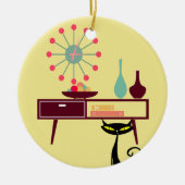 MCM atoomtijdperk 1950s Startklokkanteltje Keramisch Ornament (Voorkant)