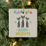 MCM Black Cats & Ornamenten Mid-century Christmas<br><div class="desc">Stap terug in het midden van de 20e eeuw met dit funky zwarte ornamenten en ornament van de kerstboom. Het is perfect om toe te voegen aan die zilveren midcentury boom.</div>