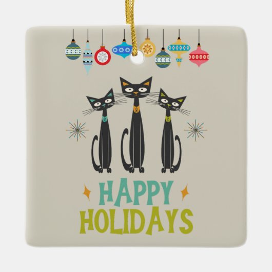 MCM Black Cats & Ornamenten Mid-century Christmas (Voorkant)