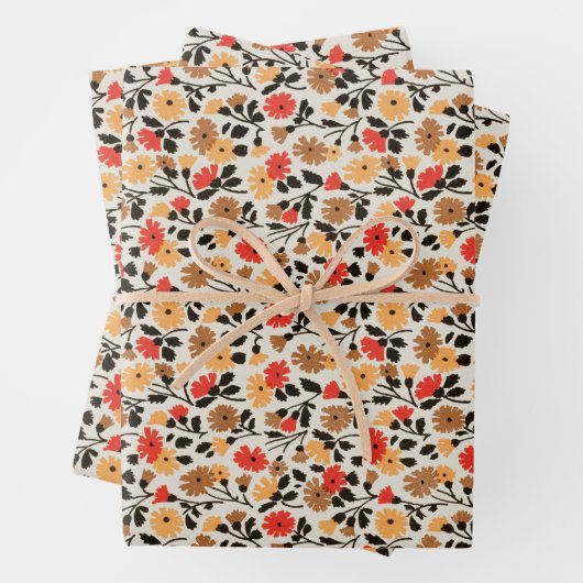 MCM bloempatroon medio midden eeuw modern Inpakpapier Vel (In situ)