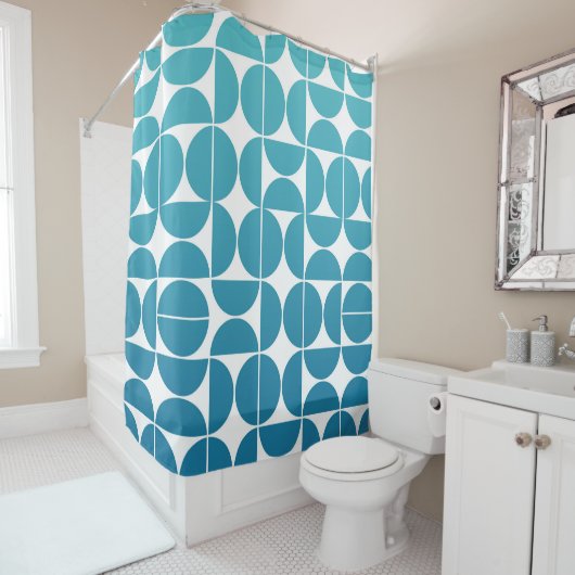 MCM Bold Blues Pattern Douchegordijn (In situ)