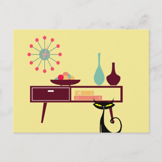 MCM Briefkaart voor meubelen met atomaire-erakkerk (Voorkant)