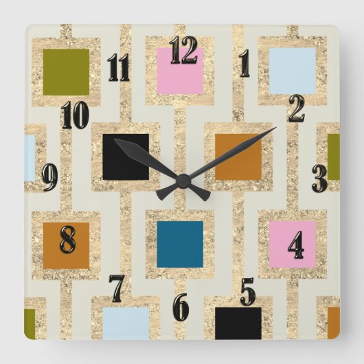 MCM Design Gold Alle kleuren veranderlijk Vierkante Klok (Voorkant)