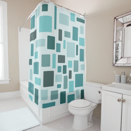 MCM Disarrayed Bricks Aquamarine Douchegordijn (In situ)