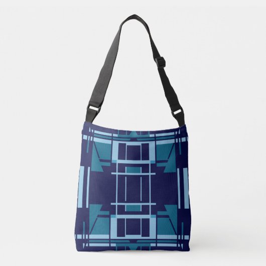 MCM Geïnspireerd Turquoise Lichtblauw Navy Grote T Crossbody Tas (Voorkant)
