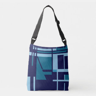 MCM Geïnspireerd Turquoise Light Blue op Navy Abst Crossbody Tas