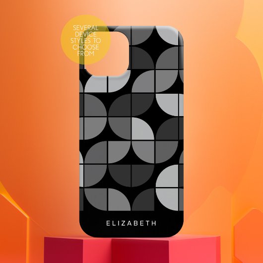 MCM Geometric Mod Circles Patroon - zwart en grijs Case-Mate iPhone Case