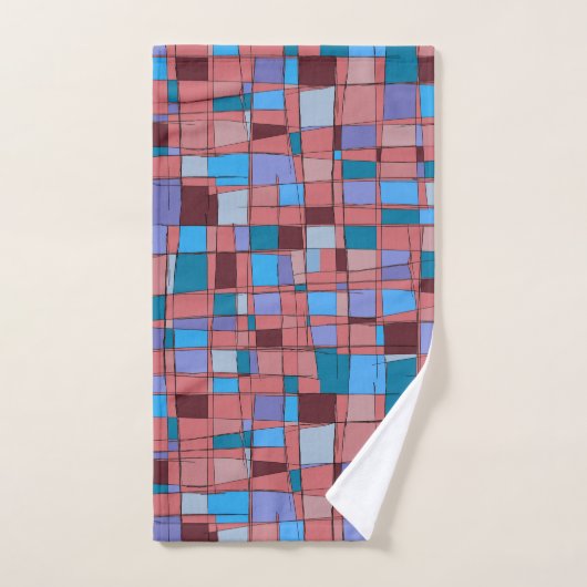 MCM Geometrische Handdoek - Bes en Teal (Handdoek)