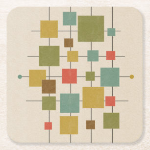 MCM Geometrische vierkanten - Multi Briefkaart Mag Kartonnen Onderzetters