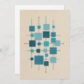 MCM Geometrische vierkantjes - Blauw Feestdagenkaart (Voorkant / Achterkant)