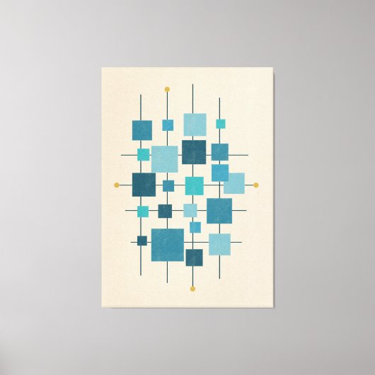 MCM Geometrische vierkantjes - blauw Poster Canvas Afdruk (Voorkant)