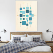 MCM Geometrische vierkantjes - blauw Poster Canvas Afdruk (Insitu (Slaapkamer))