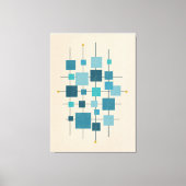 MCM Geometrische vierkantjes - blauw Poster Canvas Afdruk (Voorkant)