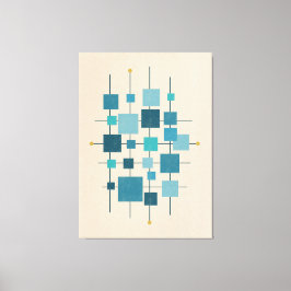 MCM Geometrische vierkantjes - blauw Poster Canvas Afdruk