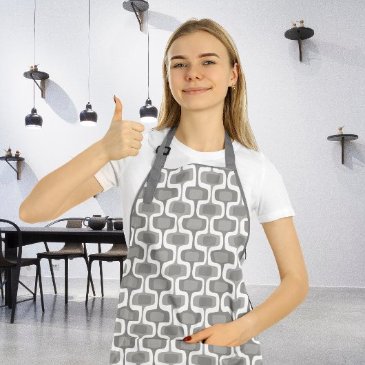 MCM Grijze Tones Trendy Mid-Century Modern Patroon Schort