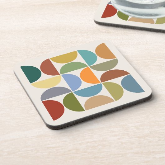 MCM Halfcirkelkleur op Cream Square Bier Onderzetter (Linkerzijde)